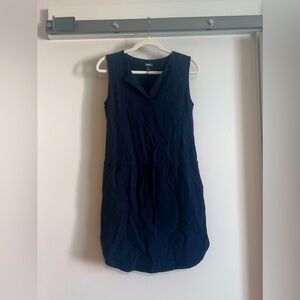 ROOTS navy drawstring linen dress size small